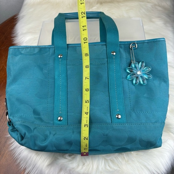Coach Blue Teal Monogram Shoulder Tote Bag - Picture 15 of 16